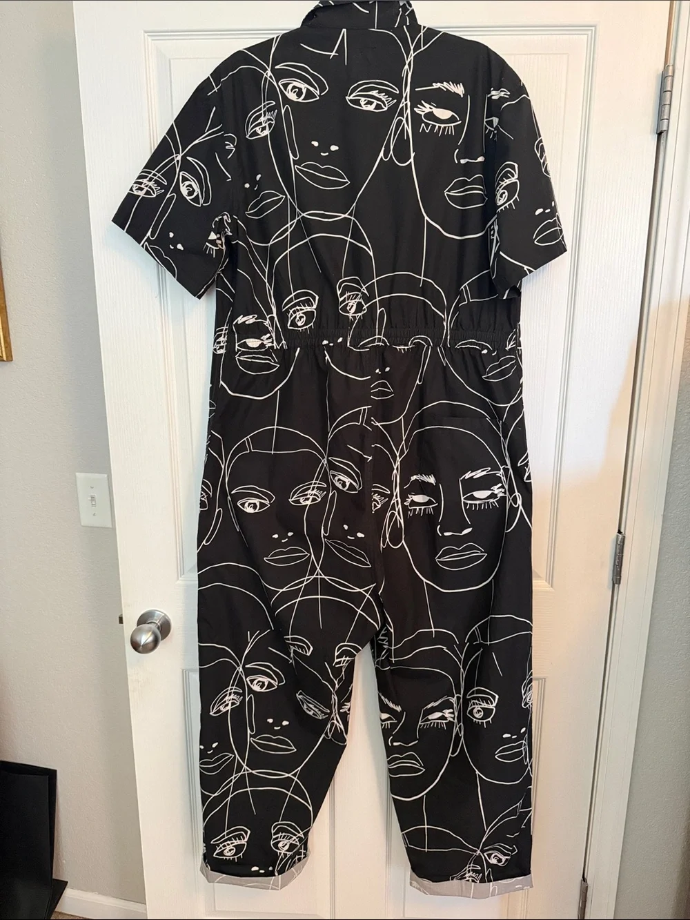 Face-Print Short-Sleeve Jumpsuit